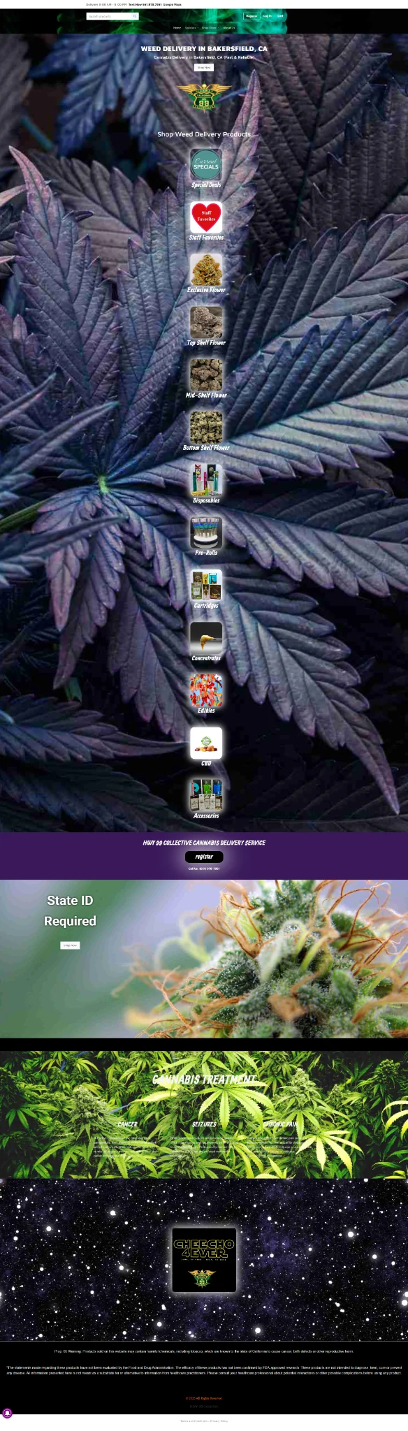 HWY 99 Collective cannabis delivery website homepage